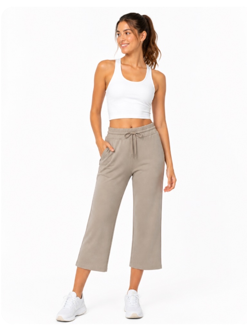 ATHLETA Seasoft Mid Rise Straight Crop Pyrite Size Small